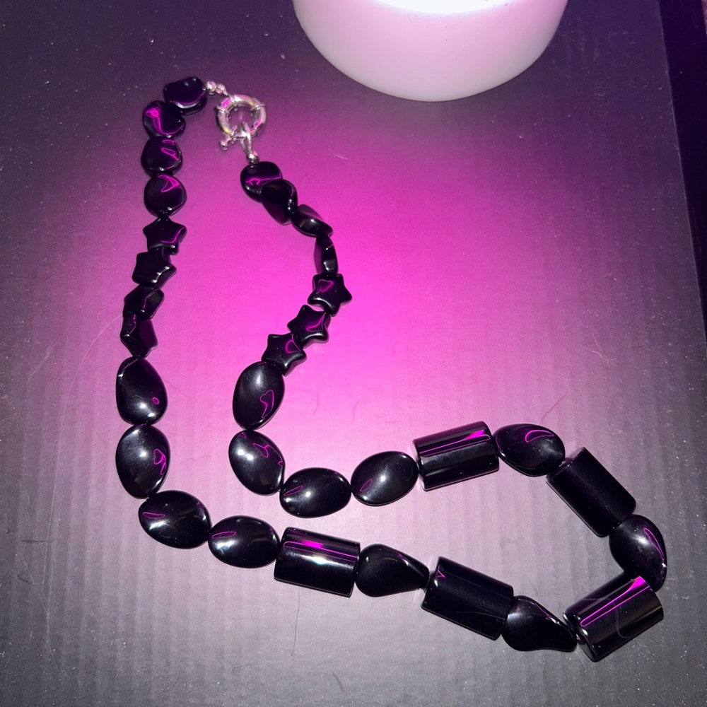 New Black Agate, Black Obsidian Necklace
(20 Inches) in Platinum Bond 139.00 ctw